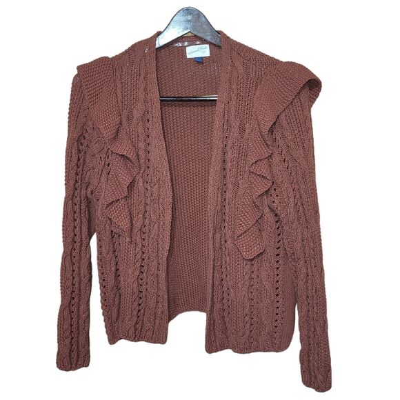 Universal Thread Womens size L Open Front Cardigan Sweater Ruffle Burnt Orange - Picture 1 of 11